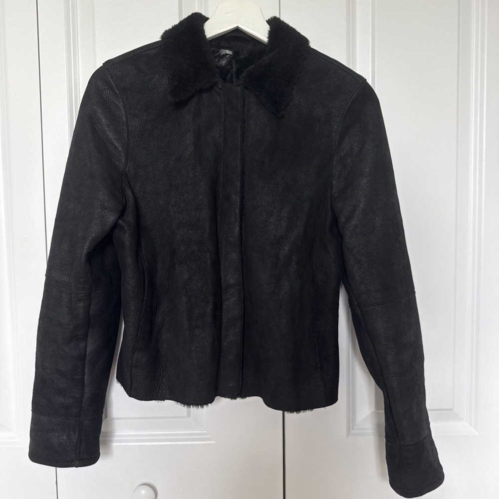 Vintage Real Full Lambskin Leather Black Jacket w/o Lining Sz S/M